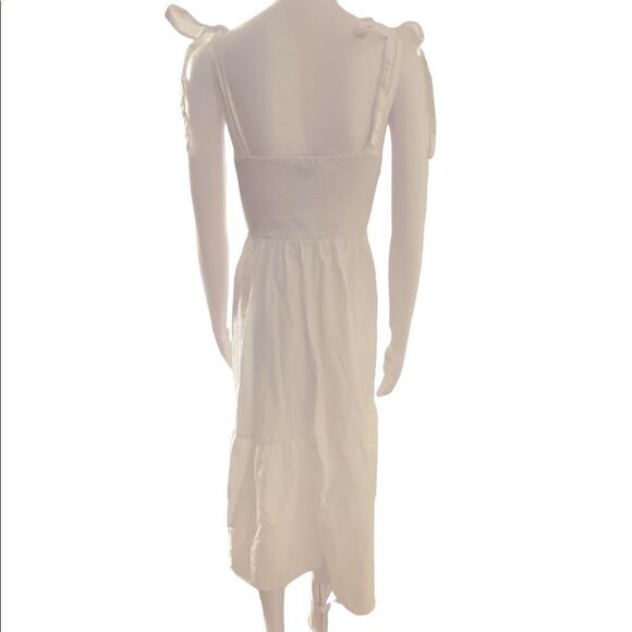 Stradivarius Poplin Midi Dress w/ Straps Womens Medium White BP0306 - Picture 7 of 13